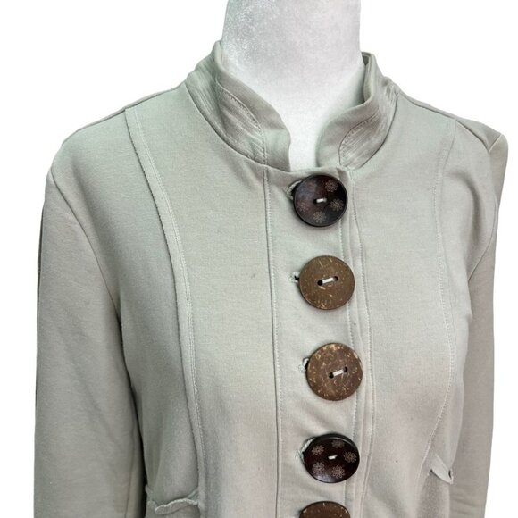 NEON Buddah Coconut Button Front Beige Cotton Jersey Jacket Size XS - Picture 4 of 12